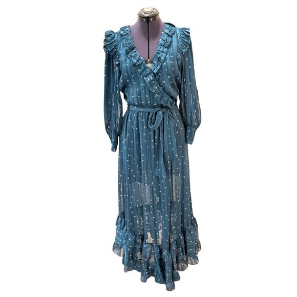 NWT MISA LOS ANGELES Midi Dress Teal Blue Wrap Style Gabriella‎ Size S - Picture 8 of 13